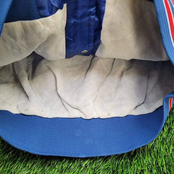 Vintage 80s New York Giants Varsity Bomber Jacket L/XL Chalk-Line Retro NFL Crop - Picture 10 of 15